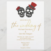 ハロウィーン骨格金ゴールドモダン結婚式招待状 チラシ (正面)