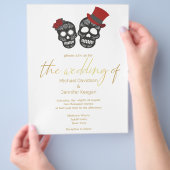 ハロウィーン骨格金ゴールドモダン結婚式招待状 チラシ (手)