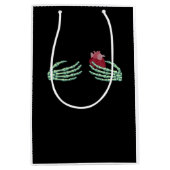 ハロウィーン骨組み手ハートクラシック ミディアムペーパーバッグ (正面)