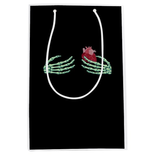 ハロウィーン骨組み手ハートクラシック ミディアムペーパーバッグ (正面)