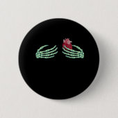 ハロウィーン骨組み手ハートクラシック 缶バッジ (正面)