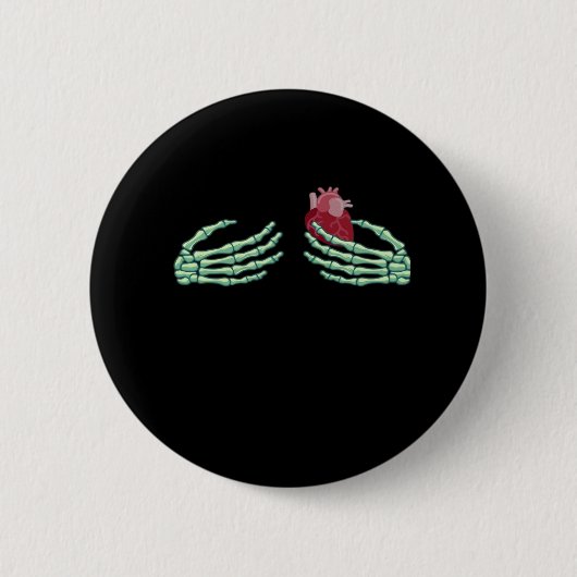ハロウィーン骨組み手ハートクラシック 缶バッジ (正面)
