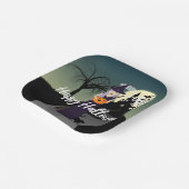 ハロウィーン魔女かぼちゃ黒猫あなたのテキスト ペーパープレート (傾斜あり)