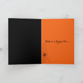 ハロウィーン魔女こうもりスパイダー怖いオレンジの折り畳みおもしろい カード (内部)