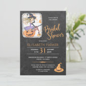 ハロウィーン魔女とカボチャブライダルシャワーパーティー 招待状 (スタンド正面)