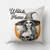 ハロウィーン魔女とスケルトン魔女お願い クッション (正面)
