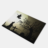 ハロウィーン魔女とハウリングドッグ ドアマット (アングル)