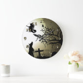 ハロウィーン魔女とハウリングドッグ ラージ壁時計 (ホーム)