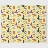 ハロウィーン魔女と箒シームレス包装紙 ラッピングペーパー (フラット)