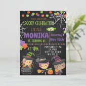 ハロウィーン魔女のケトル誕生日招待状 招待状 (スタンド正面)