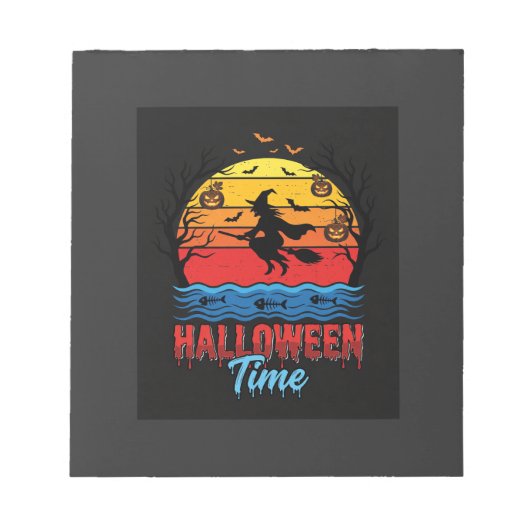 ハロウィーン魔女の夕焼けベクター ノートパッド (正面)