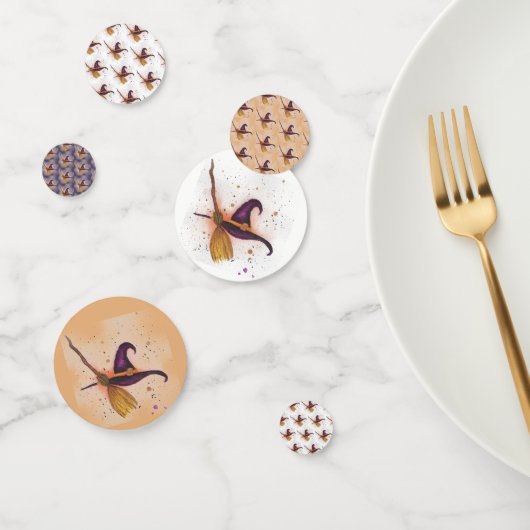 ハロウィーン魔女の帽子と箒 コンフェッティ (グループ)