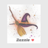 ハロウィーン魔女の帽子と箒 シール (シート)