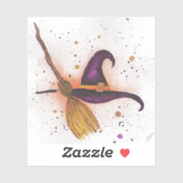 ハロウィーン魔女の帽子と箒 シール