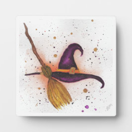 ハロウィーン魔女の帽子と箒 フォトプラーク