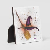 ハロウィーン魔女の帽子と箒 フォトプラーク (正面)