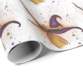 ハロウィーン魔女の帽子と箒 ラッピングペーパー (ロールコーナー)