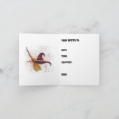 ハロウィーン魔女の帽子と箒 招待状 (内部)