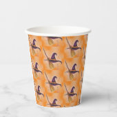 ハロウィーン魔女の帽子と箒 紙コップ (正面)