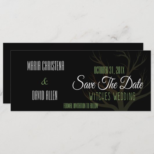 ハロウィーン魔女の結婚式の日付を保存 セーブザデート (正面/裏面)