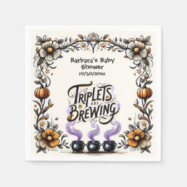 ハロウィーン魔女の赤ちゃんシャワー – 三つ子が醸造 スタンダードカクテルナプキン