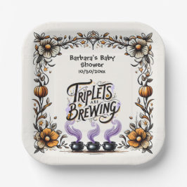 ハロウィーン魔女の赤ちゃんシャワー – 三つ子が醸造 ペーパープレート