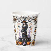 ハロウィーン魔女の赤ちゃんシャワー – 三つ子が醸造 紙コップ (正面)