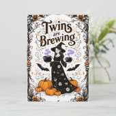 ハロウィーン魔女の赤ちゃんシャワー – 双子が醸造I 招待状 (スタンド正面)