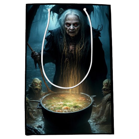 ハロウィーン魔女の釜とスープ ミディアムペーパーバッグ (正面)