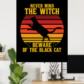 ハロウィーン魔女は気にしないで猫に用心 ポスター (ホームオフィス)