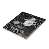 ハロウィーン魔女ほうき、怖い眼球、クモの巣 タイル (側面)