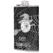 ハロウィーン魔女ほうき、怖い眼球、クモの巣 フラスク (左)