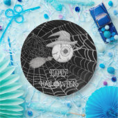 ハロウィーン魔女ほうき、怖い眼球、クモの巣 ペーパープレート (パーティー)