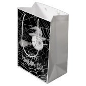 ハロウィーン魔女ほうき、怖い眼球、クモの巣 ミディアムペーパーバッグ (裏面アングル)