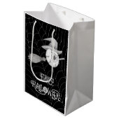 ハロウィーン魔女ほうき、怖い眼球、クモの巣 ミディアムペーパーバッグ (正面アングル)