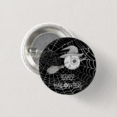ハロウィーン魔女ほうき、怖い眼球、クモの巣 缶バッジ (正面&裏面)
