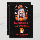 ハロウィーン魔女カボチャパーティの招待状 招待状 (正面/裏面)