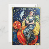 ハロウィーン魔女カボチャヴィンテージおもしろい葉書 シーズンポストカード (正面/裏面)