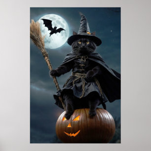 ハロウィーン魔女キャットポスター(クローズアップ版) ポスター