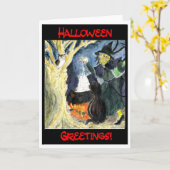 ハロウィーン魔女グリーティングカード カード (黄色い花)