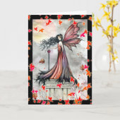 ハロウィーン魔女ゴシック妖精カード カード (黄色い花)