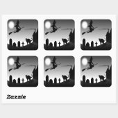 ハロウィーン魔女シルエット スクエアシール (シート)