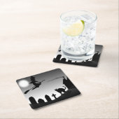 ハロウィーン魔女シルエット スクエアペーパーコースター (インサイチュ)