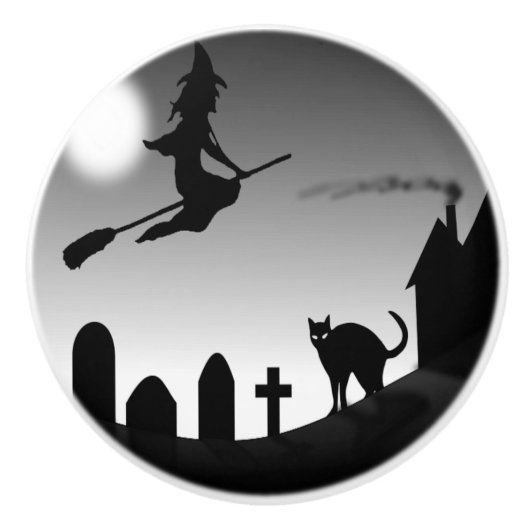 ハロウィーン魔女シルエット セラミックノブ (正面)