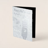 ハロウィーン魔女シルバーフォイルグリーティングカード 箔カード (正面)