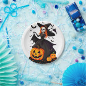 ハロウィーン魔女スカル ペーパープレート (パーティー)
