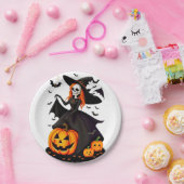 ハロウィーン魔女スカル ペーパープレート (パーティー)