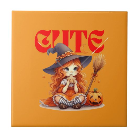 ハロウィーン魔女セラミックタイル タイル (正面)