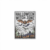 ハロウィーン魔女ゾーン ビンテージ墓地コウモリデザイン シール (正面)