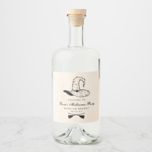 ハロウィーン魔女ハットラベル リキュールボトルラベル (正面)